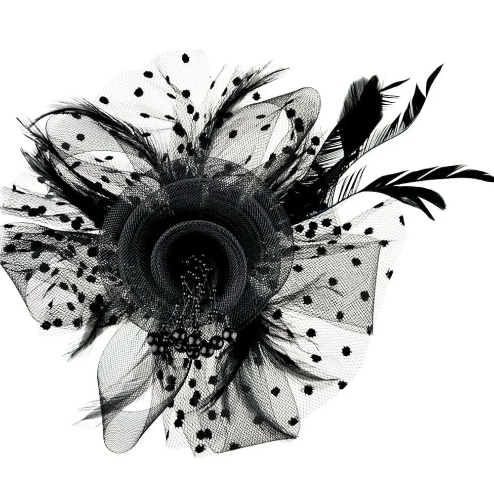 Black Feathered Fascinator Headpiece - Elegant Women’s Hair Accessory - Picture 2 of 5